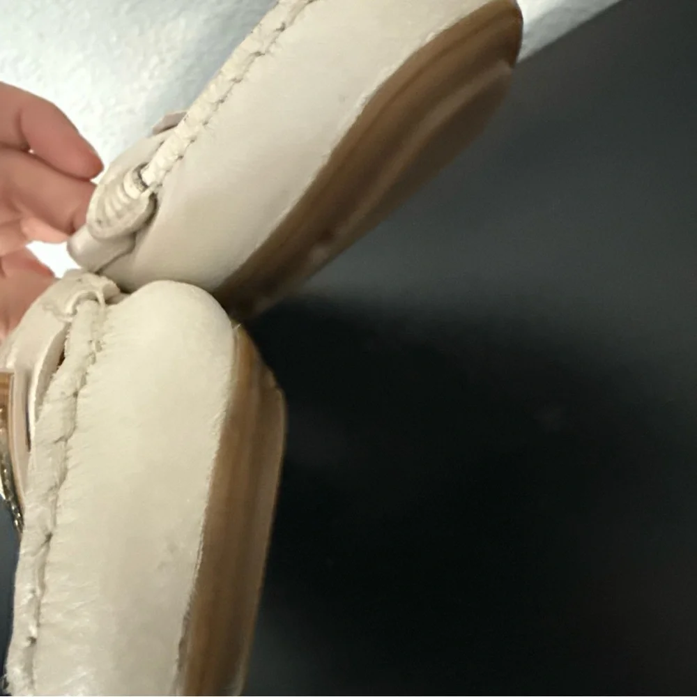Calvin Klein Leta Cream Leather Flats Loafers Moccasin